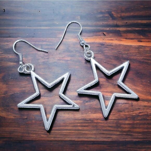 Star Earrings Dallas Cowboys NFL Fan Dangle Cut-Out Silver Shaped Jewelry Cosmic - Picture 6 of 6